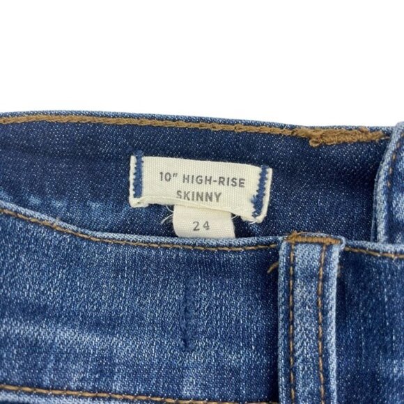 MADEWELL 10" High Rise Skinny Jean Sz 24 Distressing Raw Hem - Picture 5 of 8